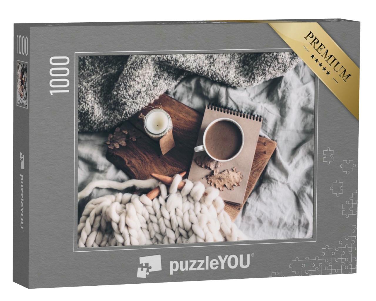 Puzzle 1000 Teile „Gemütliche Auszeit mit Kaffee und Strickarbeit“