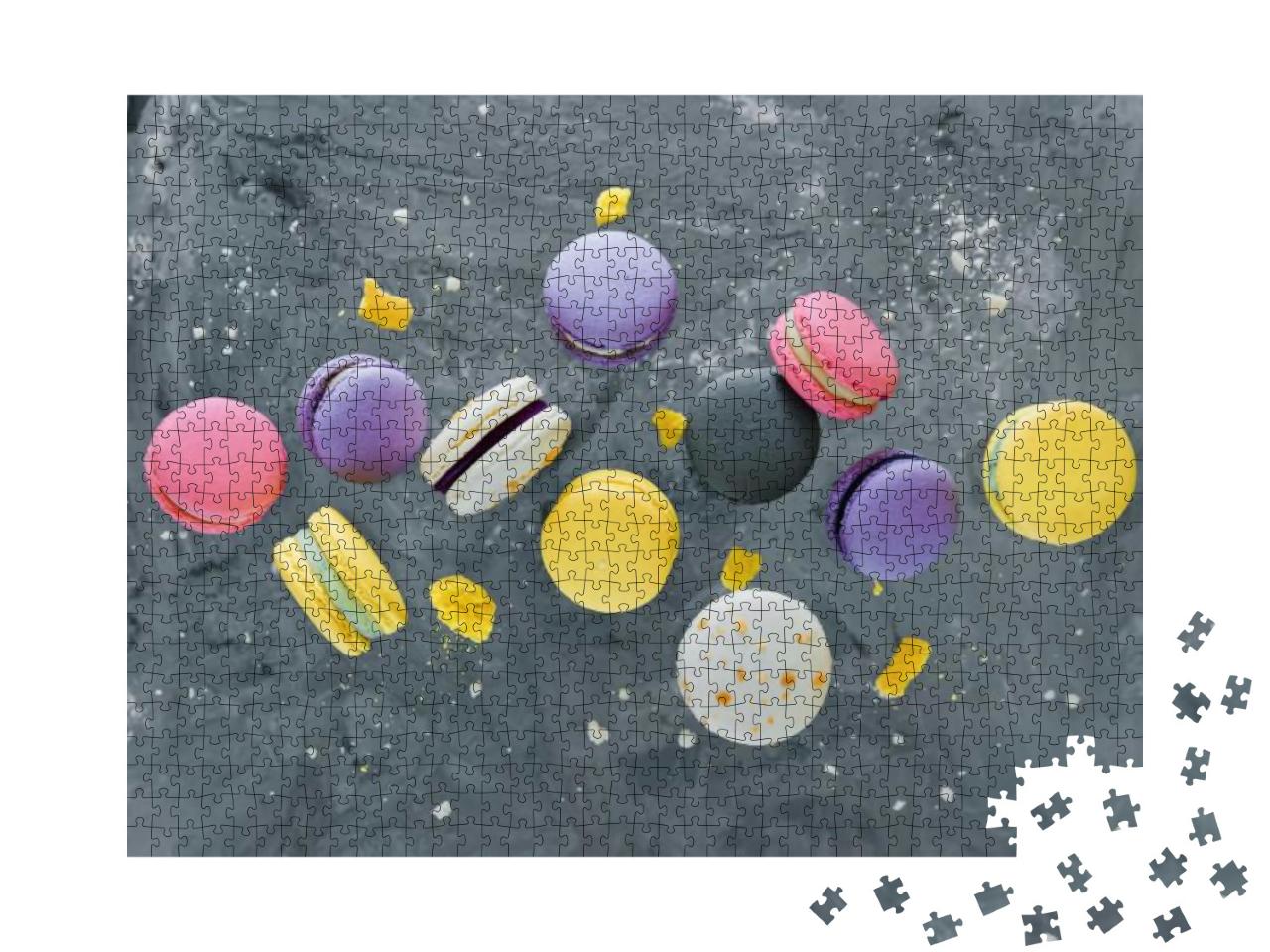 Puzzle 1000 Teile „Bunte Macarons purzeln im freien Fal“