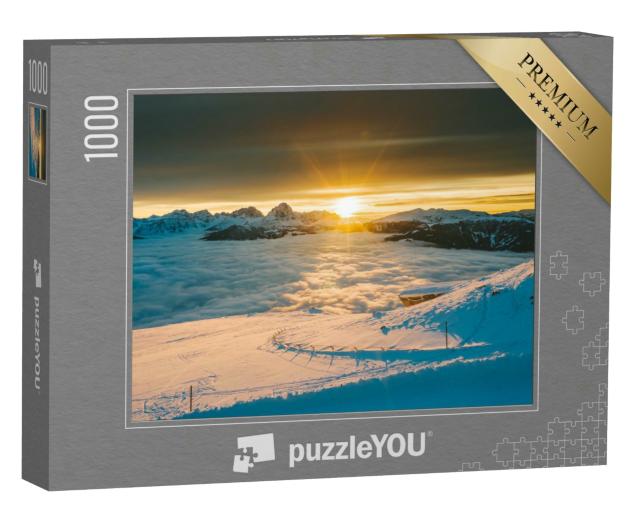 Puzzle 1000 Teile „Blick aus der Luft: Berge am Kronplatz, Südtirol, Italien“