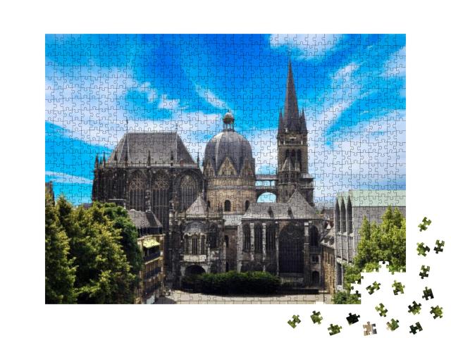 Puzzle 1000 Teile „Aachener Dom in Aachen, Deutschland an einem sonnigen Tag“