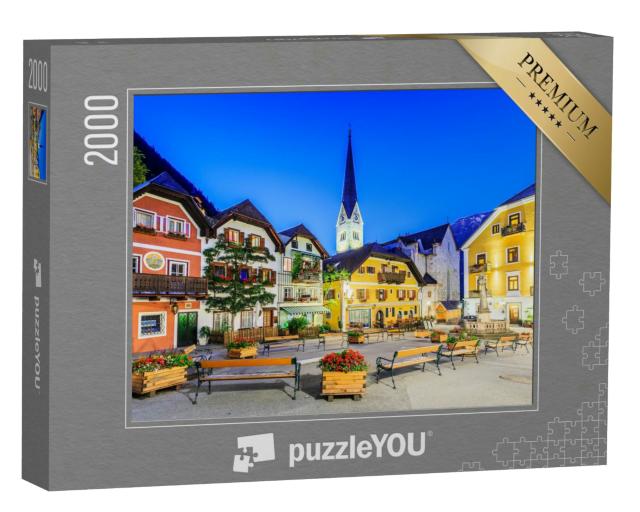 Puzzle 2000 Teile „Hallstatt, Österreich. Bergdorf in den österreichischen Alpen bei Dämmerung“