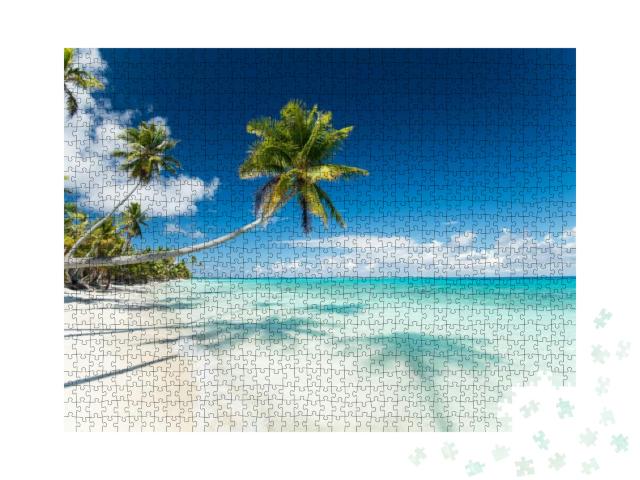 Puzzle 1000 Teile „Weißer Sand am Strand von Fakarava in Französisch-Polynesien“