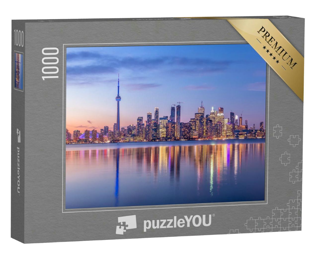 Puzzle 1000 Teile „Skyline von Toronto mit violettem Licht, Toronto, Ontario, Kanada“