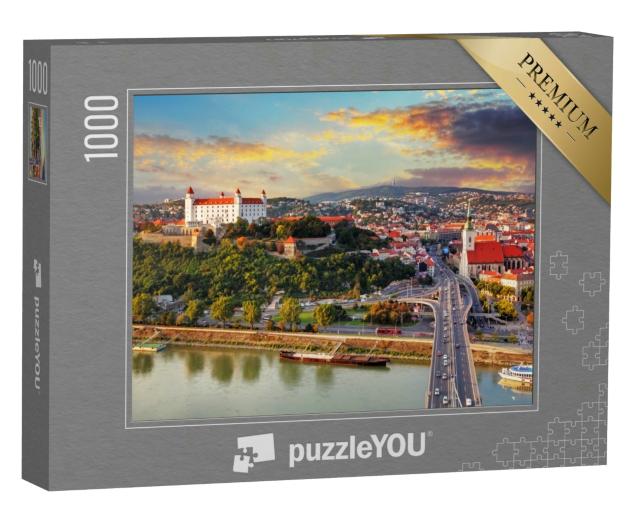 Puzzle 1000 Teile „Bratislava im Sonnenuntergang, Slowakei“