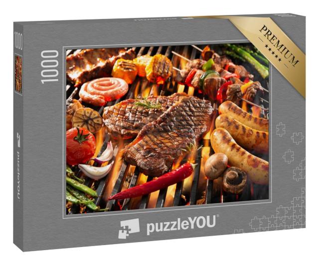 Puzzle 1000 Teile „Gegrilltes Fleisch mit Gemüse“