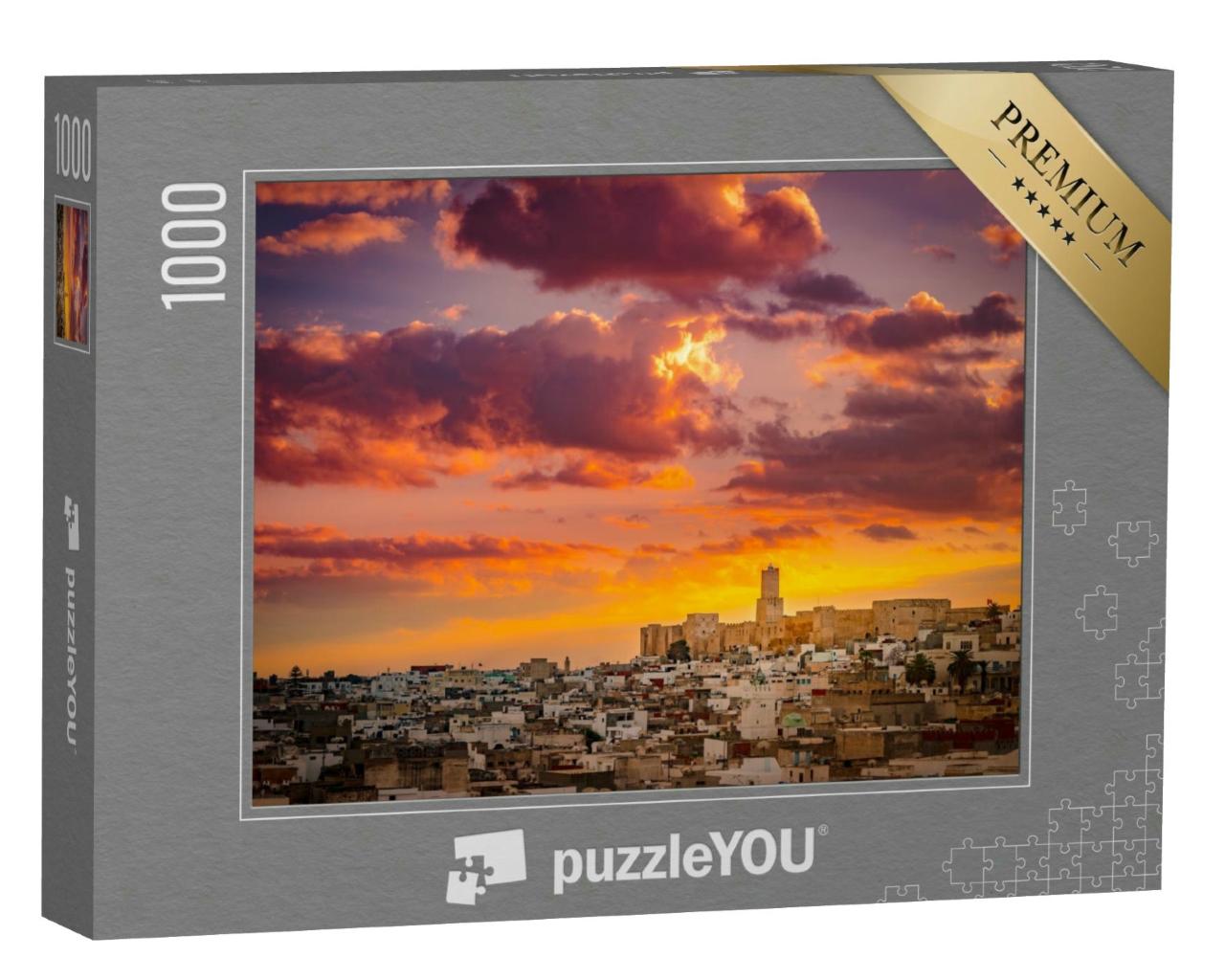 Puzzle 1000 Teile „Sonnenaufgang über der Medina und der Burg Kasbah in Sousse, Tunesien“