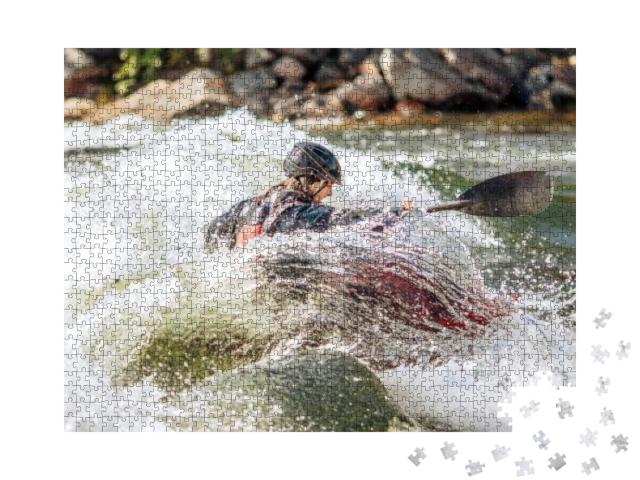 Puzzle 1000 Teile „Kajak extrem im Wildwasserfluss“