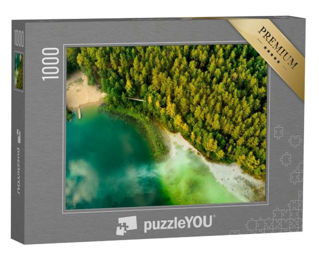 Puzzle 1000 Teile „Vogelperspektive: Ansicht vom grünen See Gela, Vilnius, Litauen“