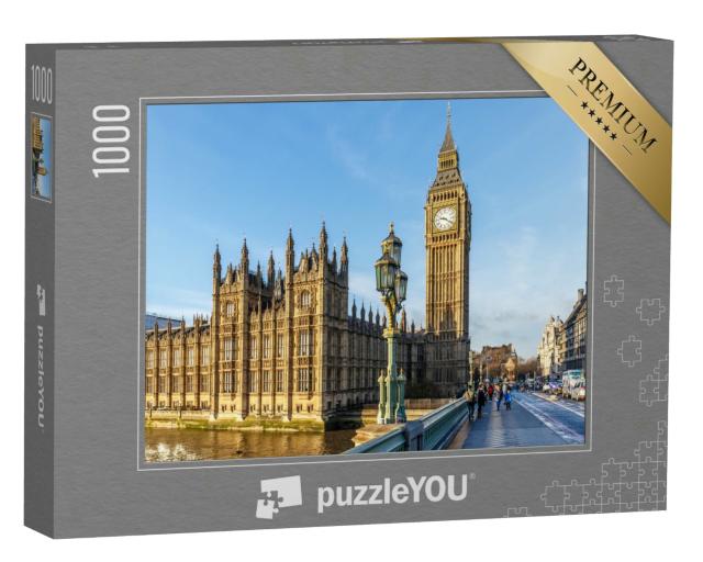 Puzzle 1000 Teile „Big Ben Uhrenturm: Winter mit sonnigem Morgen, London“