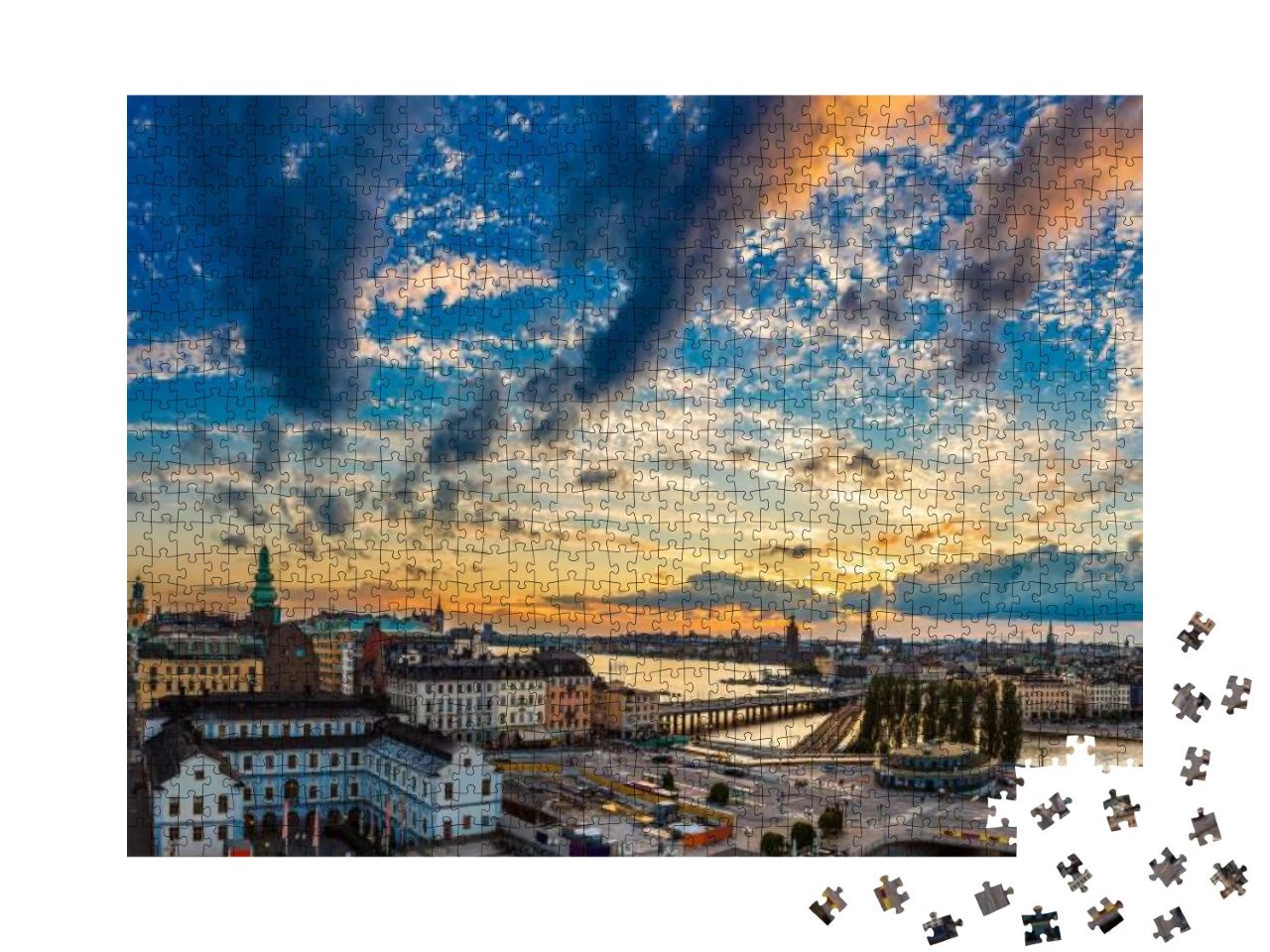 Puzzle 1000 Teile „Abendansicht von Gamla Stan in Stockholm, Schweden“