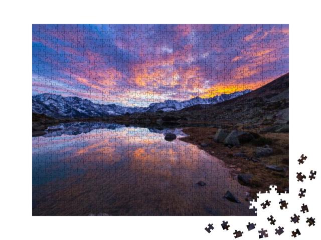 Puzzle 1000 Teile „Hochalpiner See in den italienischen Alpen“