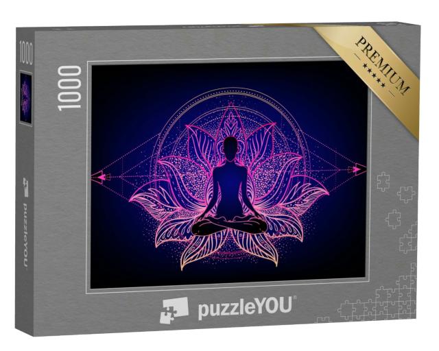 Puzzle 1000 Teile „Buddha-Silhouette: Lotus-Position, Yoga“