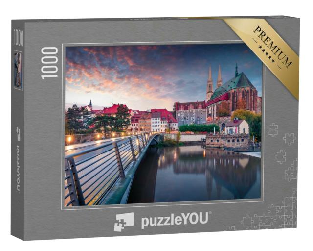 Puzzle 1000 Teile „Sonnenaufgang über der Peterskirchen in Göritz, Deutschland“
