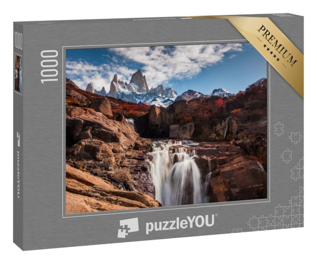 Puzzle 1000 Teile „Wasserfall am Fitz Roy Berg. Patagonien, Argentinien“