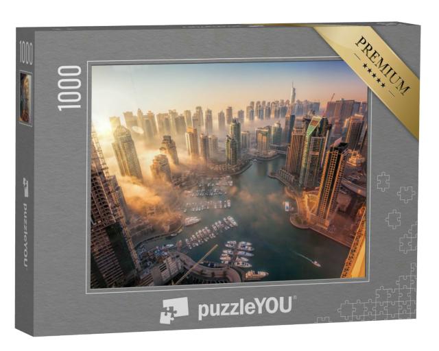 Puzzle 1000 Teile „Dubai Marina mit farbenfrohem Sonnenuntergang“