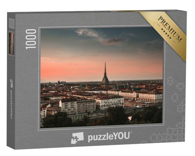 Puzzle 1000 Teile „Die Stadt Turin, ein Blick von der Spitze des Berges, Italien“