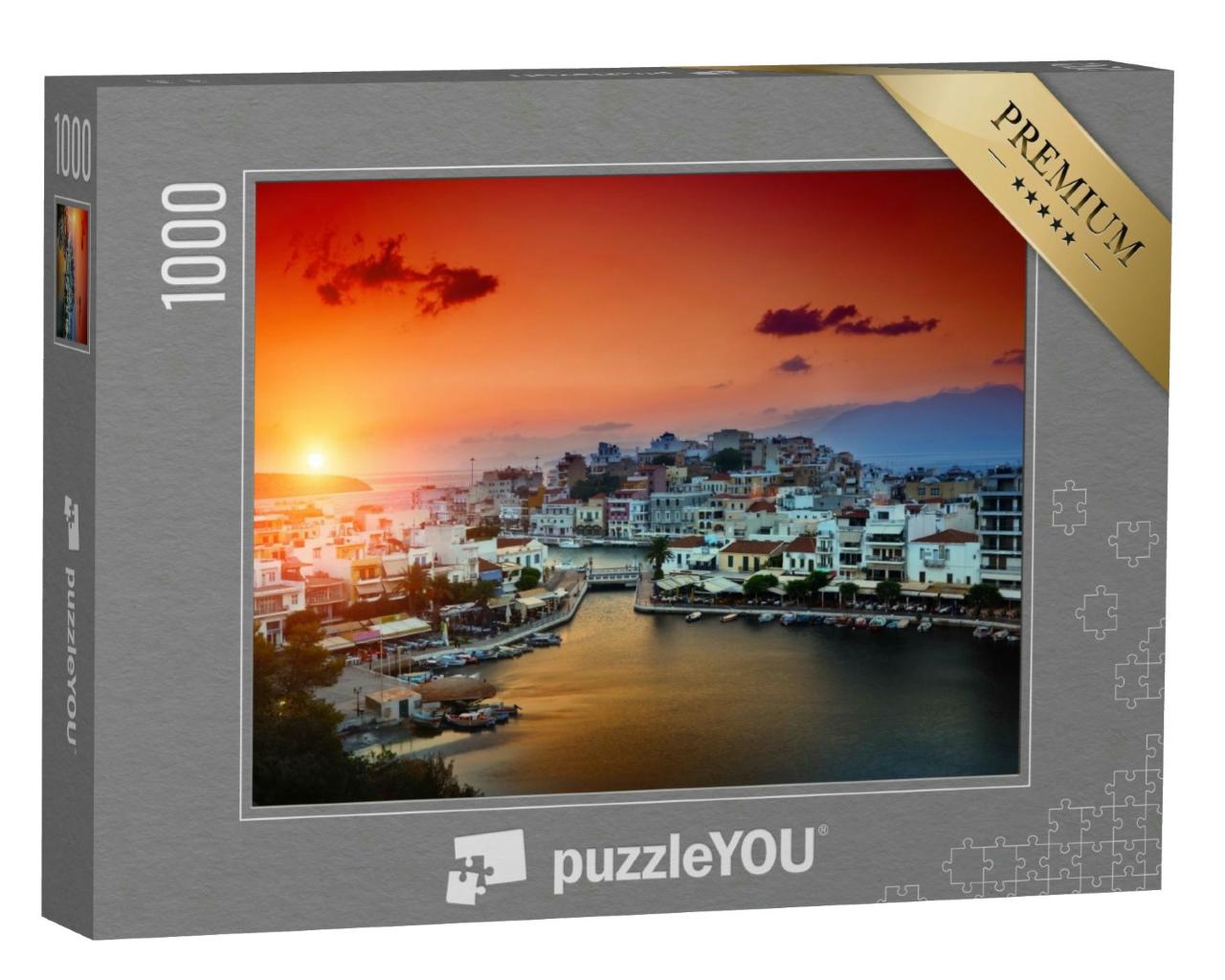 Puzzle 1000 Teile „Agios Nikolaos, eine malerische Stadt auf Kreta, Bucht von Mirabello“