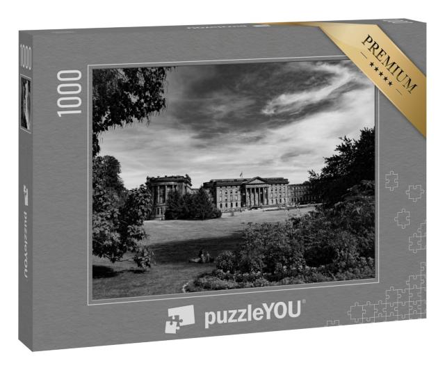 Puzzle 1000 Teile „Bergpark in Kassel, schwarz-weiß“