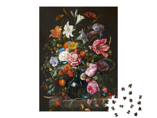 Puzzle 1000 Teile „Tulpen und Rosen, Gemälde im Stil der alten niederländischen Meister, Öl, Leinwand“