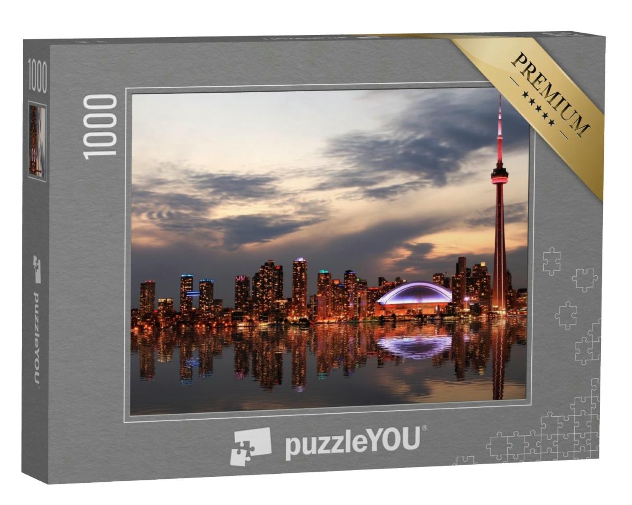 Puzzle 1000 Teile „Bunte Skyline: Sonnenuntergang in Toronto, Ontario, Kanada“