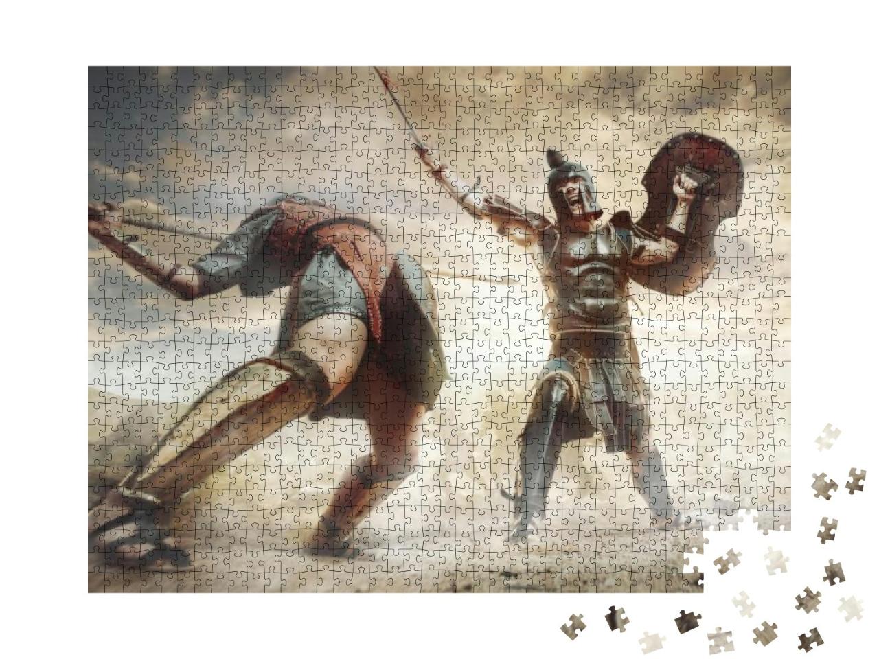 Puzzle 1000 Teile „Illustration: Antiker griechischer Krieger im Gefecht“
