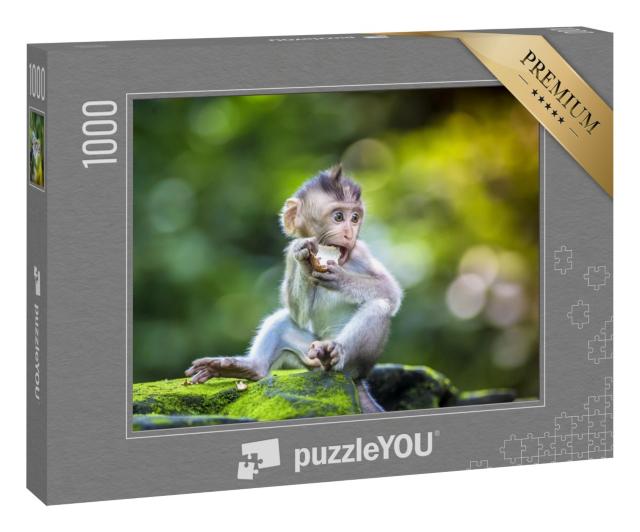Puzzle 1000 Teile „Kleiner Baby-Affe, Affenwald von Ubud, Bali, Indonesien“