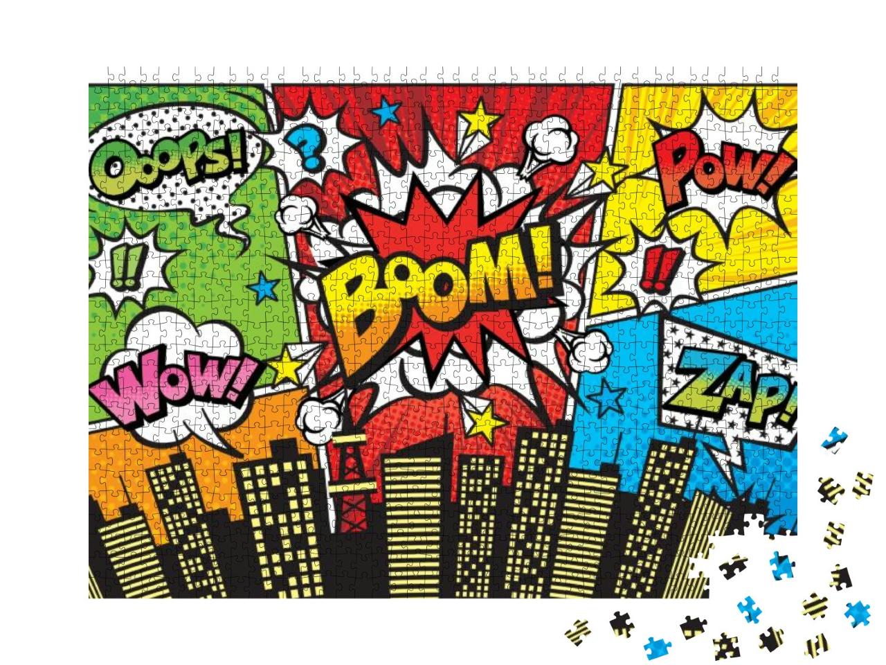 Puzzle 1000 Teile „Städtischer Hintergrund mit Sprechblasen, Comic-Stil“