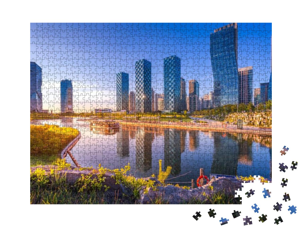 Puzzle 1000 Teile „Central Park in Songdo International Business District, Seoul, Südkorea“