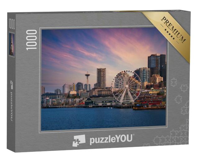 Puzzle 1000 Teile „Downtown Seattle - Skyline mit Riesenrad“