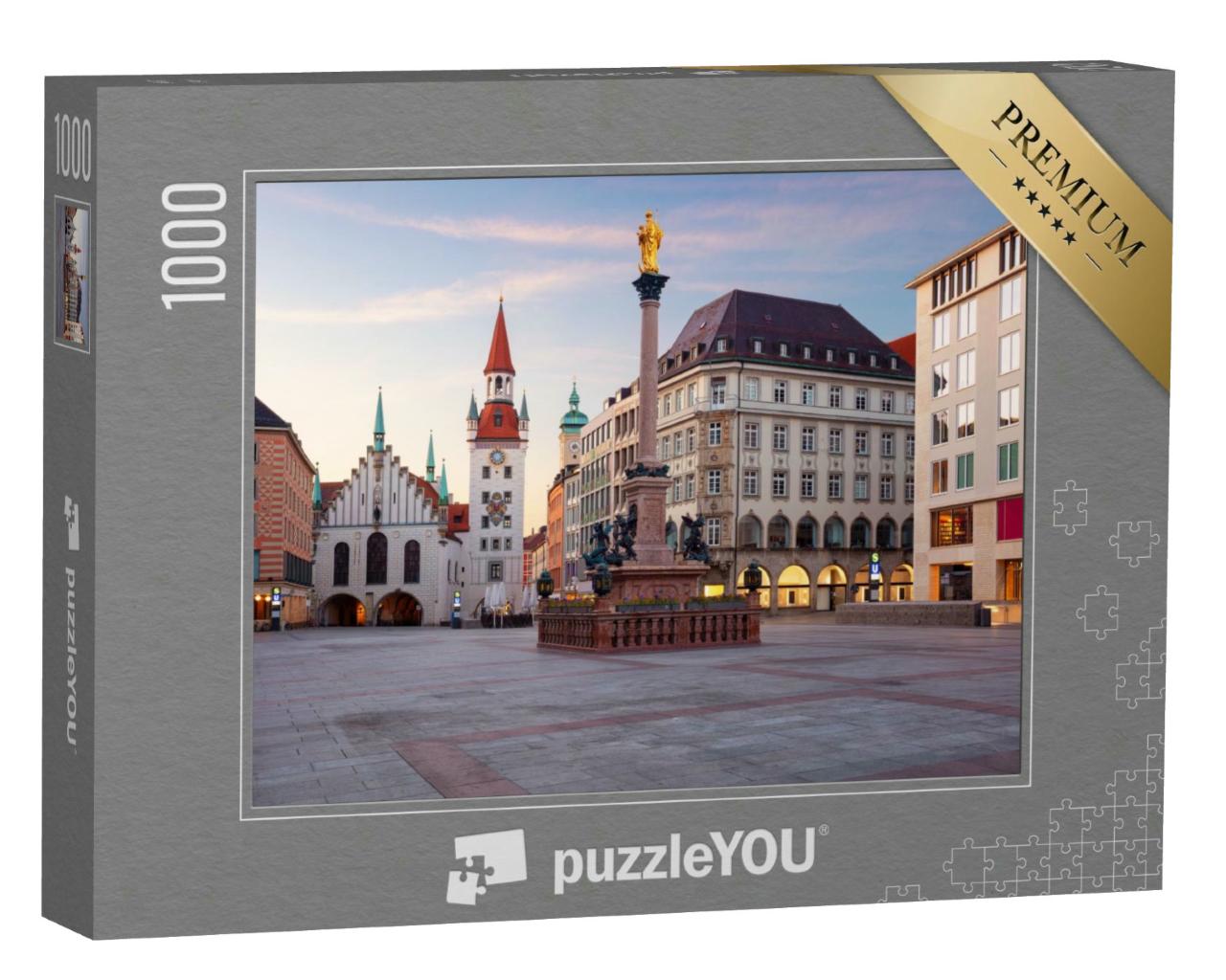 Puzzle 1000 Teile „Stadtbildaufnahme des Marienplatzes in München, Deutschland“