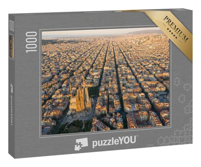 Puzzle 1000 Teile „Atemberaubende Luftaufnahme der Stadt Barcelona, Spanien“