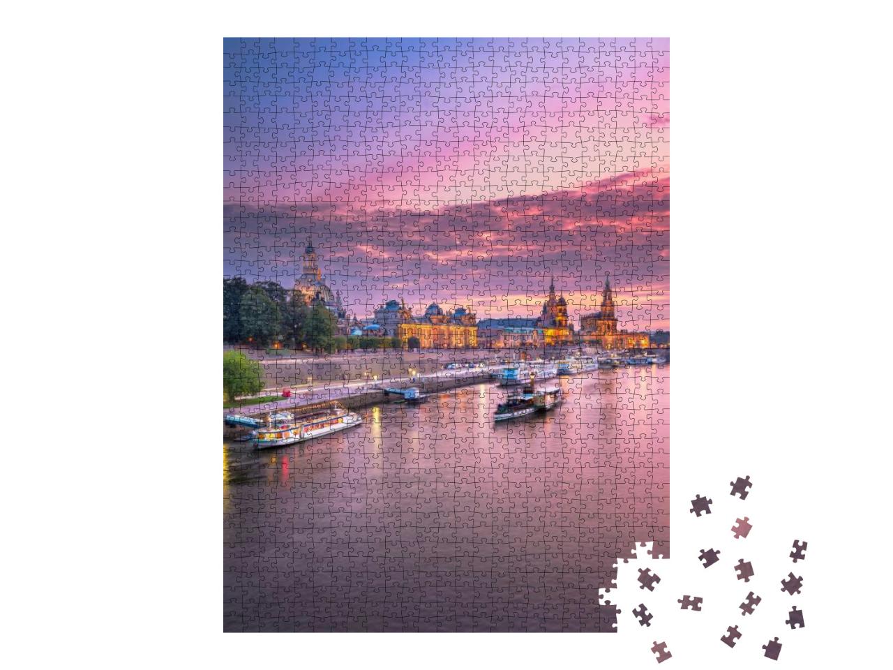 Puzzle 1000 Teile „Dresden, Deutschland: Stadtbild am Abend“