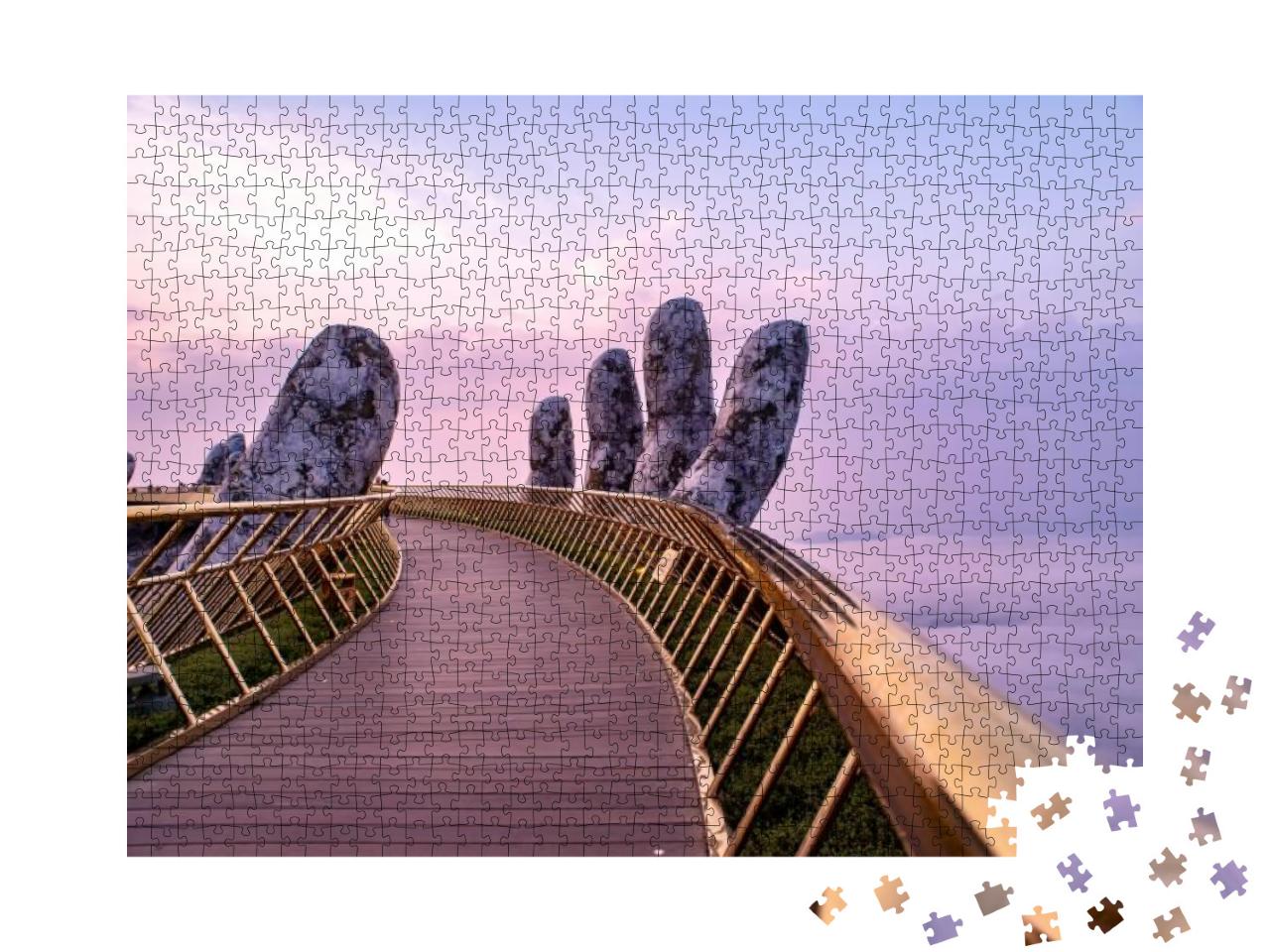 Puzzle 1000 Teile „Hands of God: Die Goldene Brücke in Bana Hills, Da Nang, Vietnam“