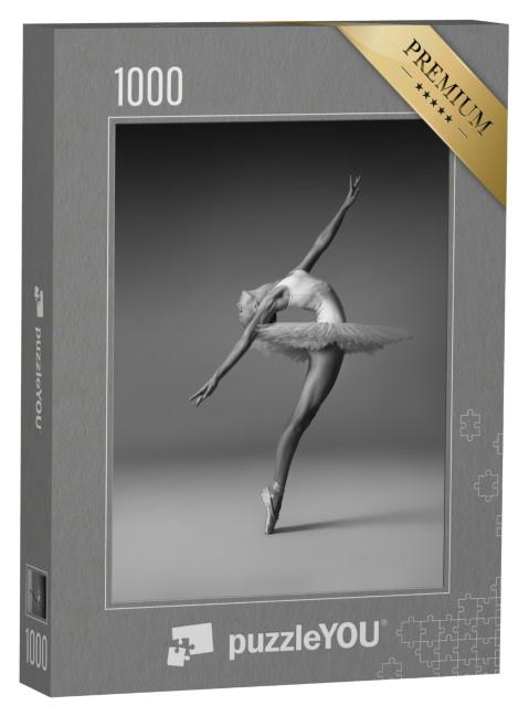 Puzzle 1000 Teile „Ballerina in Tanzpose, schwarz-weiß“