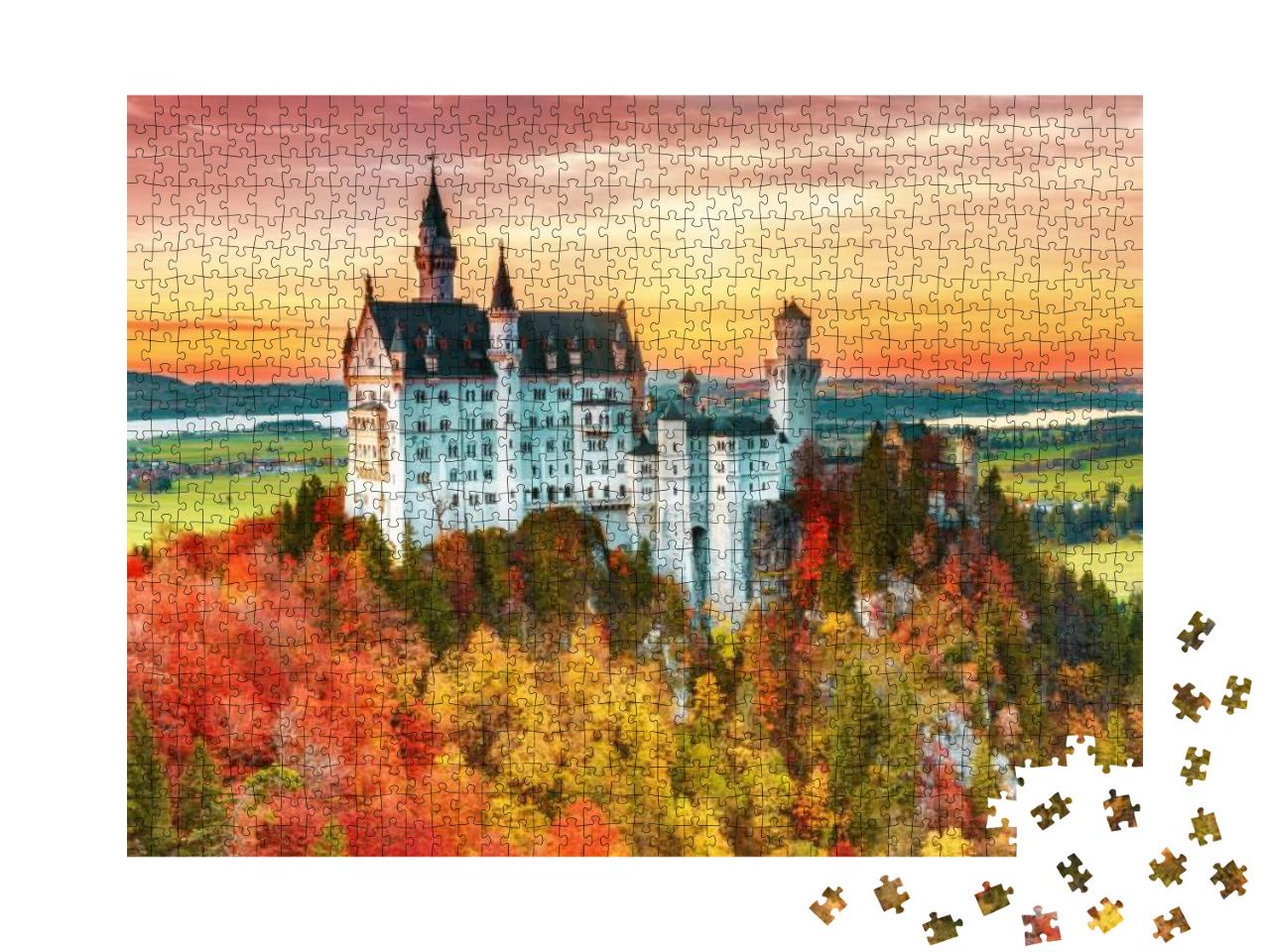 Puzzle 1000 Teile „Schloss Neuschwanstein im Herbst“
