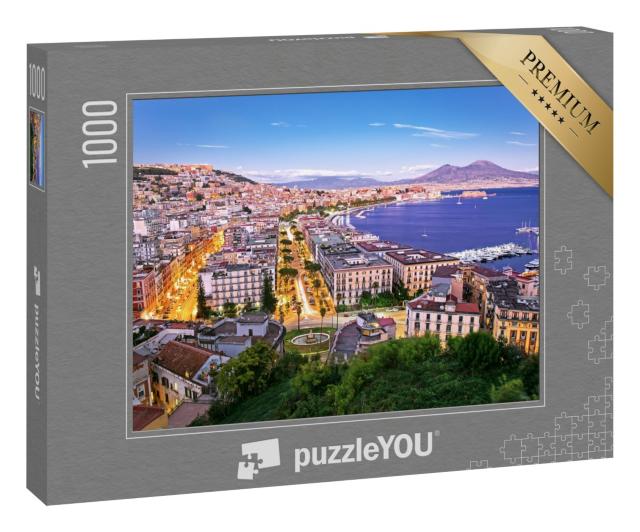Puzzle 1000 Teile „Panoramablick auf Neapel bei Nacht, Kampanien, Italien“