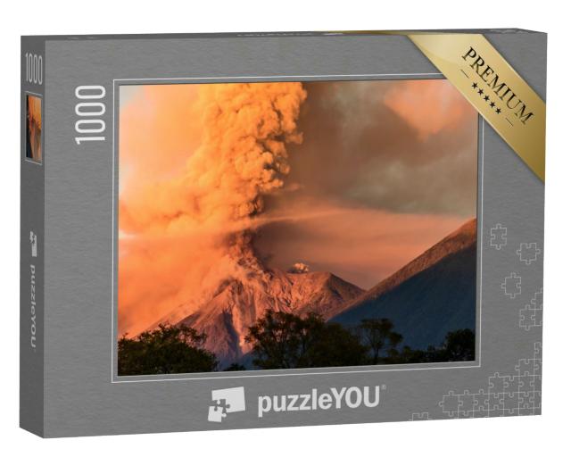 Puzzle 1000 Teile „Ausbruch des Vulkans Fuego in der Morgendämmerung, Guatemala, Mittelamerika“