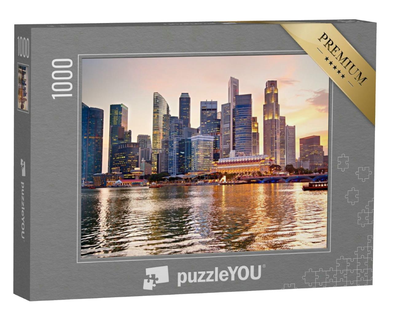 Puzzle 1000 Teile „Skyline von Singapur bei einem schönen Sonnenuntergang“