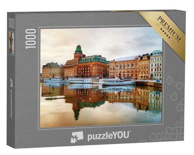 Puzzle 1000 Teile „Blick auf das Zentrum von Stockholm in der Morgendämmerung“