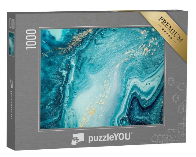 Puzzle 1000 Teile „Abstrakte Kunst: Strudel von Marmor, Wellen von Achat, Zusatz von Goldpulver“