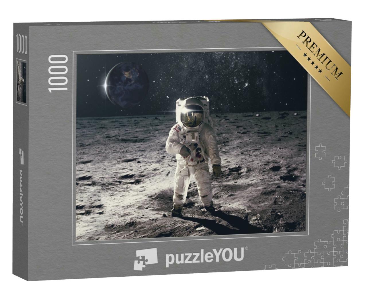 Puzzle 1000 Teile „Astronaut auf Felsoberfläche mit Weltraumhintergrund“