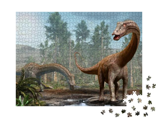 Puzzle 1000 Teile „Diplodocus: Dinosaurier der Jura-Ära, 3D-Illustration“