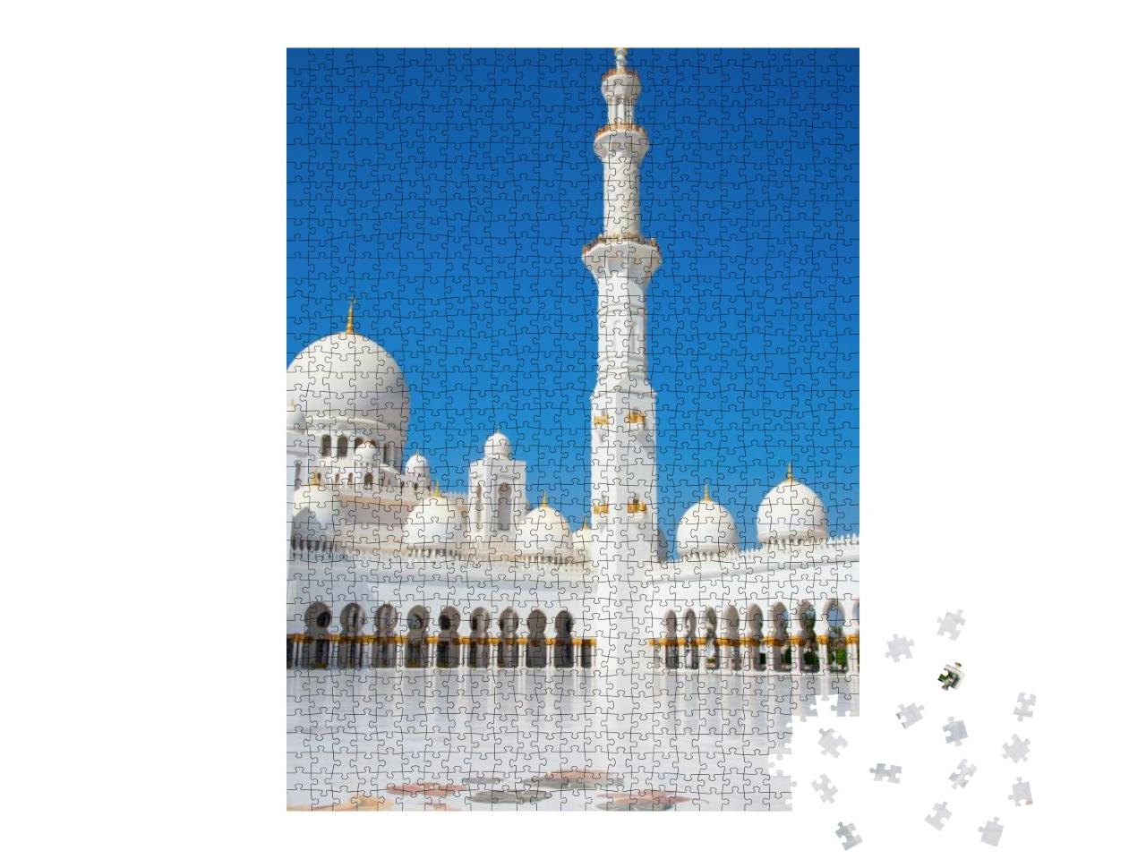 Puzzle 1000 Teile „Weiße Sheikh-Zayed-Moschee in Abu Dhabi, Vereinigte Arabische Emirate“