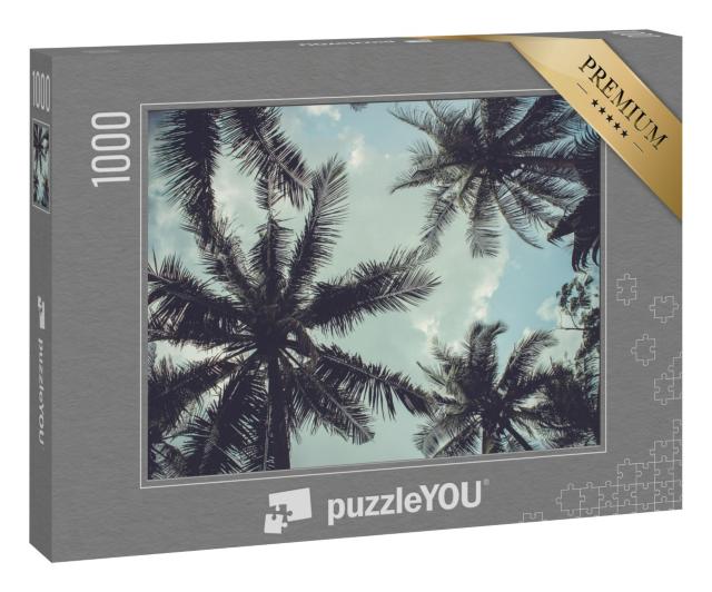 Puzzle 1000 Teile „Zweige von Kokosnusspalmen gegen blauen Himmel“