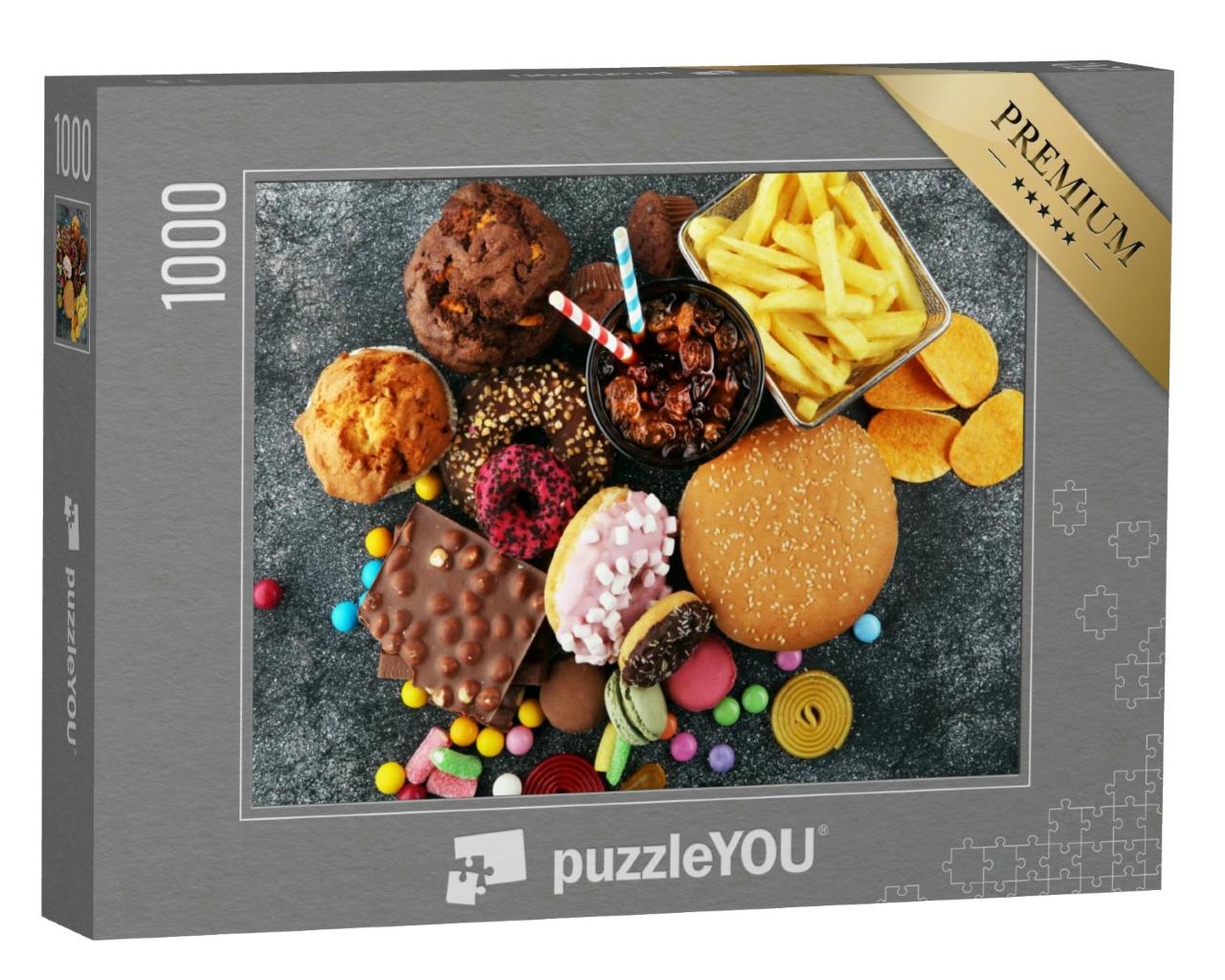 Puzzle 1000 Teile „Köstlich, aber für die Figur nicht gut: kohlenhydratreiche Lebensmittel“
