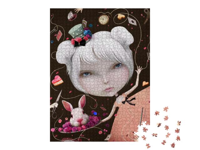 Puzzle 1000 Teile „Illustration, basiert auf dem Motiv von Alice im Wunderland“
