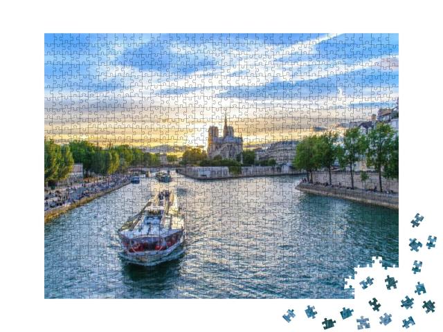 Puzzle 1000 Teile „Die Seine an der Kathedrale Notre Dame de Paris“