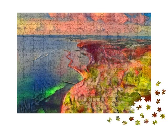 Puzzle 1000 Teile „im Kunst-Stil von Franz Marc - Sassnitz am Nationalpark Jasmund - Puzzle-Kollektion Künstler & Gemälde“