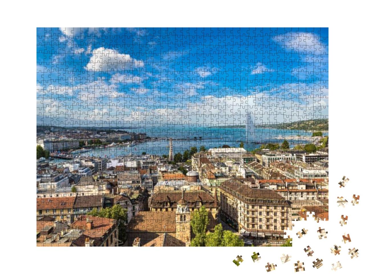 Puzzle 1000 Teile „Über den Dächern von Genf“