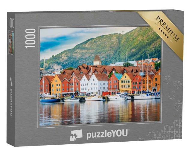 Puzzle 1000 Teile „Historisches Bryggen, Stadt Bergen, Norwegen, UNESCO-Welterbe“